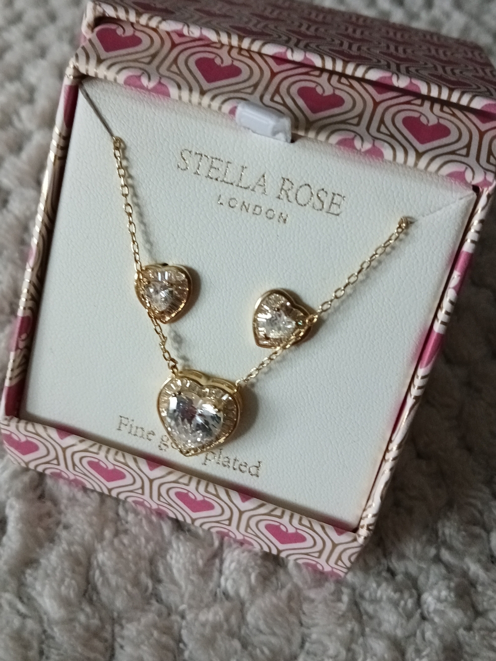 Fine Gold Plated Heart Necklace & Earrings Set by STELLA ROSE LONDON - GIFTABLE!